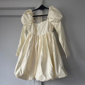 Rosedress Silky Satin Square Neck Puff Sleeve Babydoll Mini Dress